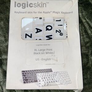 Black on White XL Print Keyboard Skin for Apple Magic Keyboard